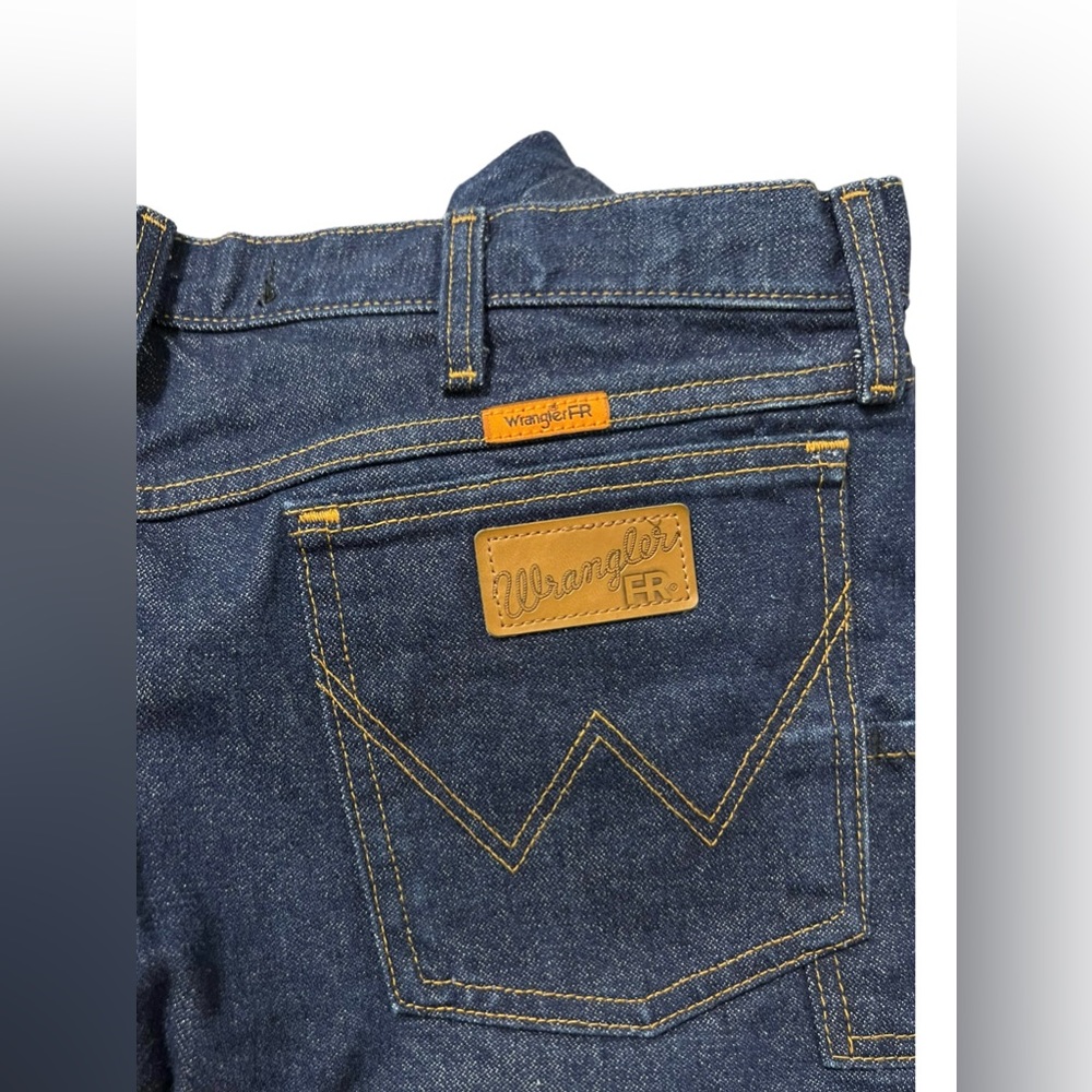 Wrangler Flame Resistant Denim Dark Wash Relaxed Fit Straight Leg Jeans … - Picture 7 of 7